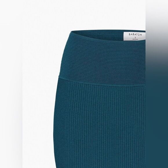 🏷️ NWT Babaton | Sculpt Ribbed Knit Pencil Mini Skirt | Herbage Green - Picture 2 of 9